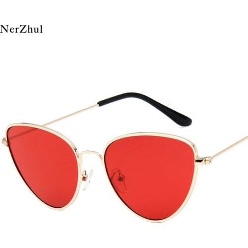 NerZhul Fashion Red Women Cat Eye Sunglasses New Trending Styles Cute Shades Glasses For Female Retro Ladies Mirror Sun Glasses