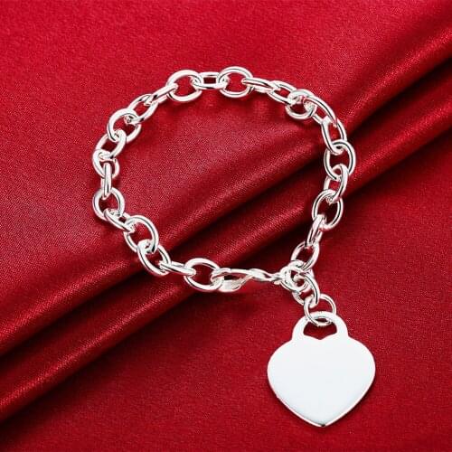 Hot new romantic heart card 925 sterling silver Bracelet for woman fashion fine noble jewelry Wedding party Christmas gift
