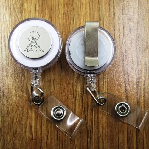 Volcano ID Badge Reel gift for him/her friend family retractable recoil id badge holder work fun