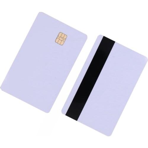 1Pcs White Blank PVC Contact Smart IC Card With SLE 4442 Chip & Magnetic Stripe 3-tracks HiCo 2 in 1 Cards