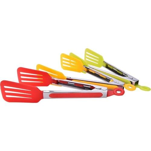 1PCS Stainless Steel Silicone Kitchen Tong BBQ Clip Salad Bread Cooking Food Serving Tongs Kitchen Tools Covenient Portable Tool