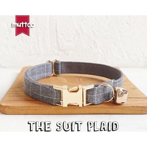 10pcs/lot MUTTCO retail with gold high quality metal buckle collar for cat THE SUIT PLAID design cat collar 2 sizes UCC001J