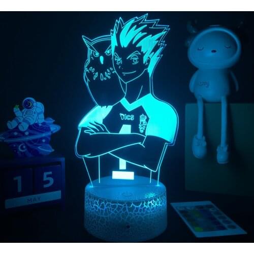3D LED Night Light Anime Haikyuu!! Cool Manga Gifts Koutarou Bokuto Figure for Bedroom Decor Bedside Lamp Child Birthday Gift