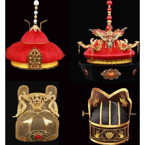 4 Designs Male Female Hat Hair Tiara TV Play Props Original High Quality Qing Ming Dynasty Emperer Empress Offial Hat Stage