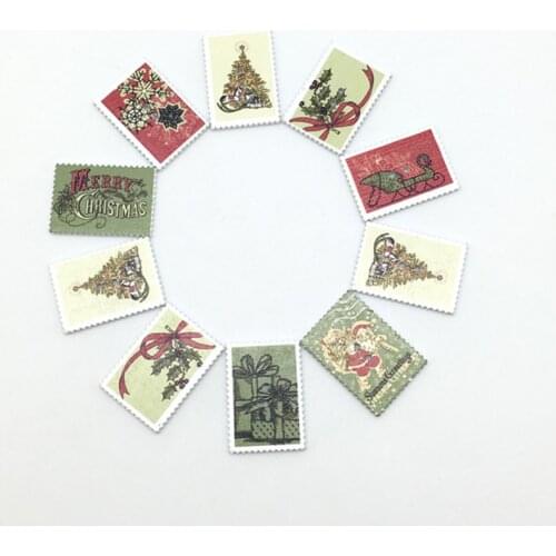 50pc Multicolor Painted Square Stamp Wood Buttons Handmade Decorative Scrapbooking Button DIY Accessories 7NK225