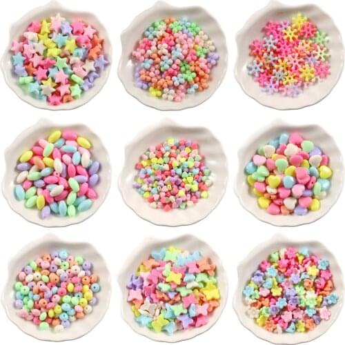 Mixed Color Acrylic Beads Love Heart Star Round Loose Spacer Beads for Jewelry Making DIY Children Kids Necklace Bracelets