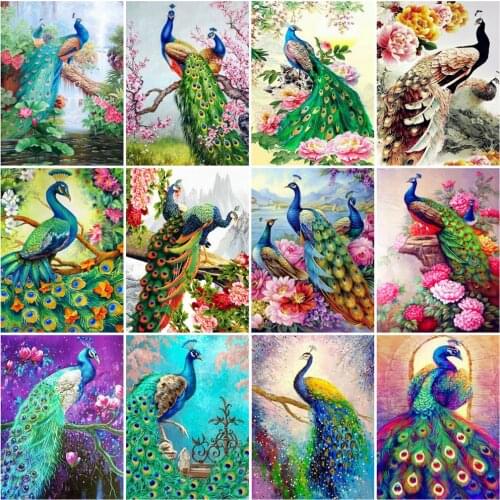 EverShine Diamond Painting Animals Cross Stitch Kits 5D Diamond Embroidery Peacock Picture Of Rhinestones Home Decorations
