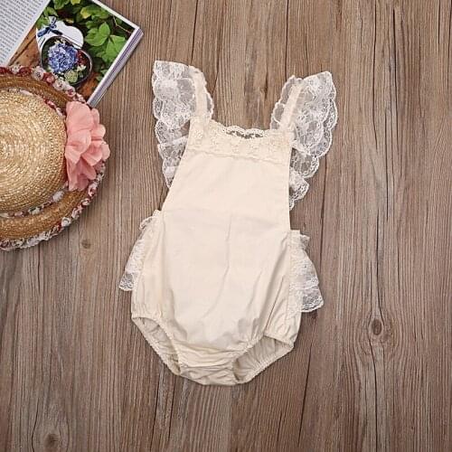 Baby Girl Children Princess Clothing Bodysuit Cute Infant Baby Girls Clothes Lace Ruffle Bodysuit Jumpsuit Sunsuit Outfits