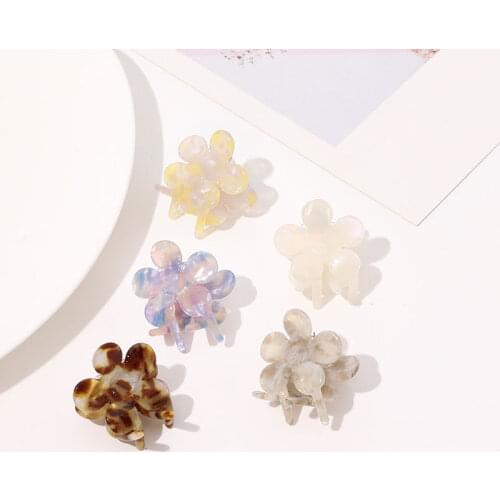 Women Girls Acrylic Hair Clips Crab Mini Floral Shape Hair Claw Female Cute Hairpins Barrettes Simple Hair Clamps Accessories