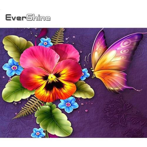 Evershine Diamond Painting Flower Diamond Embroidery Cross Stitch Kit Floral Diamond Mosaic Full Drill Square Rhinestones Decor