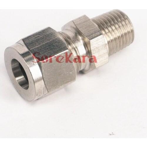 1/4" NPT Male -Fit Tube OD 6mm 304 Stainless Steel Sleeve Ferrule Pneumatic Connector Fitting