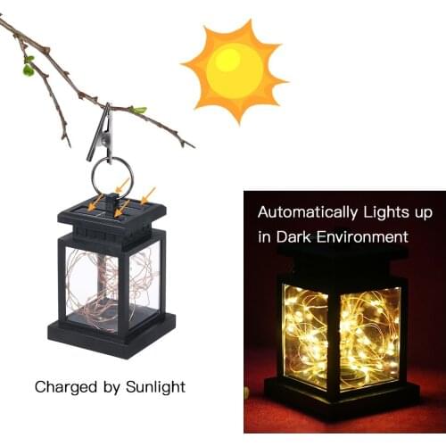 Solar Powered Lantern Lamp with Clip Warm White 30 LEDs Copper Wire IP44 Water-resistant Outdoor Hanging Lamp Decorative Fairy S