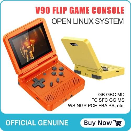 V90 Retro Game Console Flip Linux System Handheld Game Console 64 bit Portable Video Game Console For PS1 NES SFC