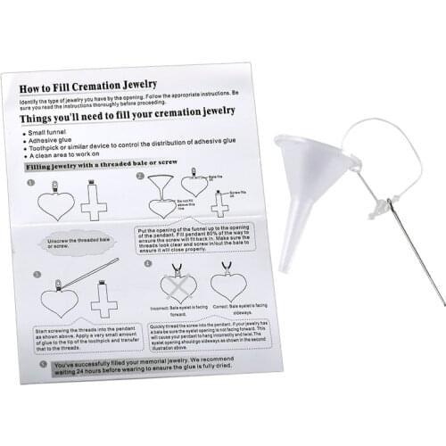 IJD9412 Plastice Funnel and Bracelet and Note Cremtion Necklace Memorial Ashes Urn Jewelry