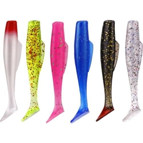 1Set Tail Artificial Lures Worm Head Soft Silicone Bait Fish Seabass Fishing Bait T Form Set Fishing Tool