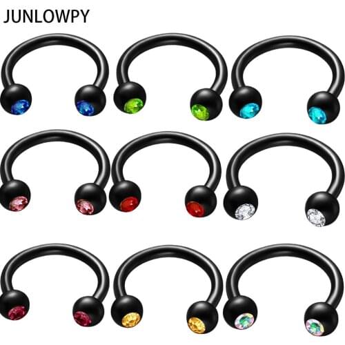 JUNLOWPY Stainless Steel Crystal Nose Piercing Eyebrow Lip Wholesale Body Jewelry Nose Rings Silver Gold Horseshoe for Women