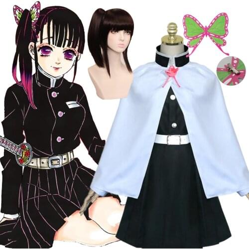 Adult Kids Anime Demon Slayer Kimetsu no Yaiba Woman Kimono Tsuyuri Kanao Cosplay Costume