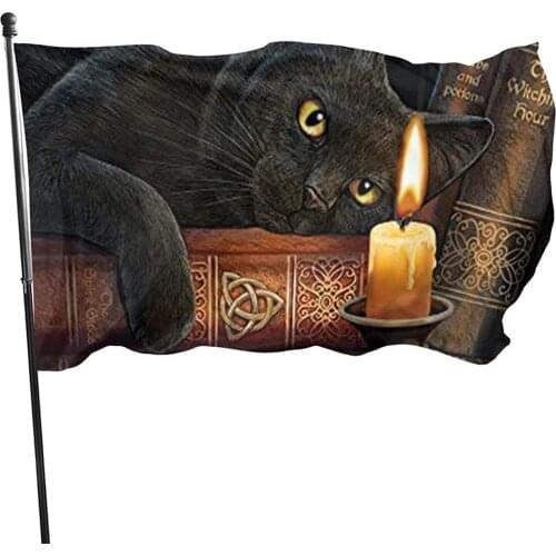 Witch Black Cat Candle Full Moon Garden Flag Banner With Brass Grommets Fly House Indoor Outdoor Home Boat Yacht Car