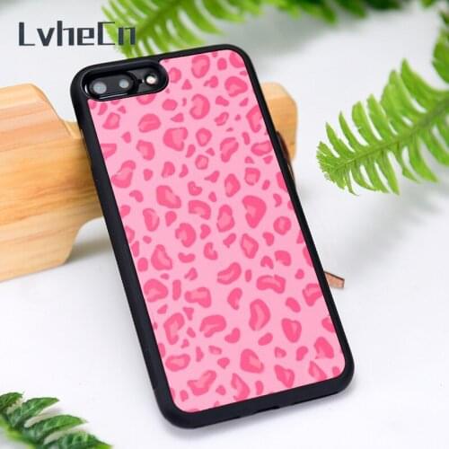 LvheCn Silicone Rubber Phone Case Cover for iPhone 6 6S 7 8 Plus X XS XR 11 12 Mini Pro Max Pink Cheetah