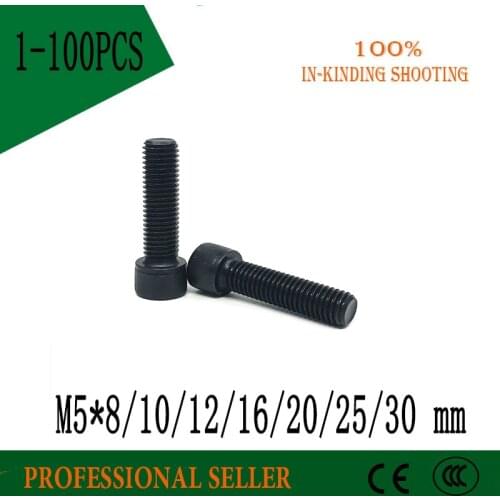 M5*8/10/12/16/20/25/30mm DIN912 Grade 12.9 Alloy Black Steel Hexagon Socket Head Cap Furniture Screws