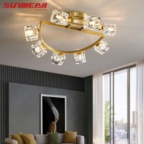 New Copper Ceiling Lights Crystal Led Lamp For Living room Corridor Balcony Nordic Kids room Lamp Gold Lighting lampy sufitowe