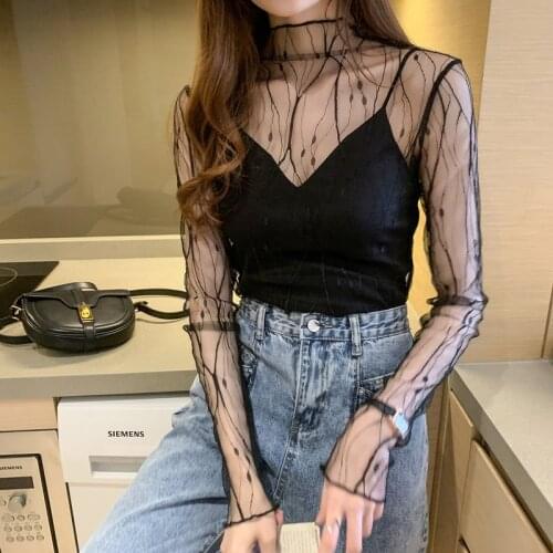 Fashion Summer Chiffon Wild Sun Protection Shirt New See-Through Air Shirt with long sleeve2021 summer tops for women