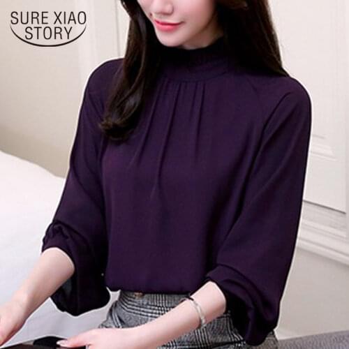 Fashion woman blouses 2021 long sleeve women shirts chiffon blouse shirt blusas office work wear womens tops and blouses 93A 60