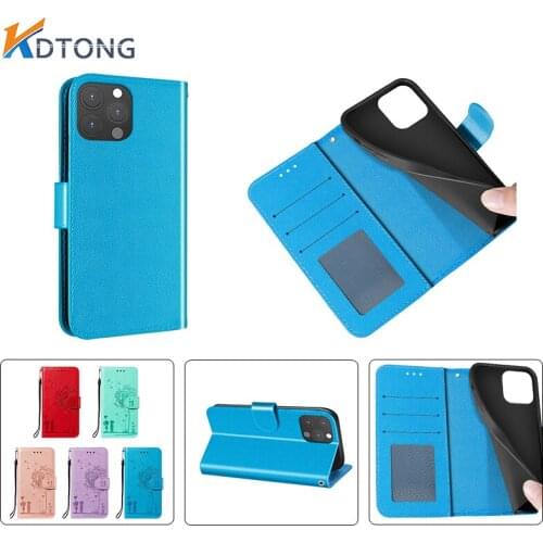 Fashion Wallet Card Slot Case For iPhone 13 12 11 XS Pro Max Mini SE 2020 X XR 8 7 Plus Solid Color Embossing Shockproof Cases