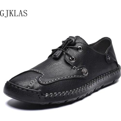 Men Casual Shoes Leather Fashion Men Sneakers Handmade Breathable Man Shoes Lightweight Mens Loafers Moccasins Plus Size 38-48