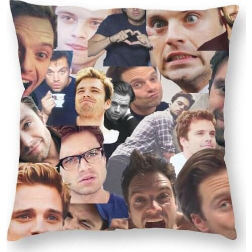 Soft Sebastian Stan Perfection Collage Throw Pillow Case Home Decor Custom Square Cushion Cover 40x40cm Pillowcover for Sofa