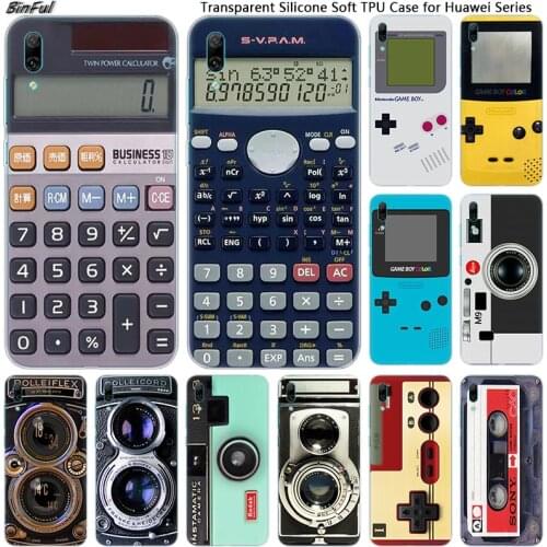 Camera Battery Calculator Soft Silicone Phone Case for Huawei Mate 10 20 Lite Pro Enjoy 9S Y9 Y7 Y6 Y5 2019 2018 Pro 2017 Cover