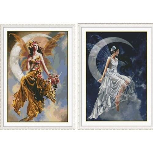 Stamped Cross Stitch Patterns Kits Printed 11CT The Moon Fairy Needlework Sets Embroidery DIY Crafts Home Decorations Paintings