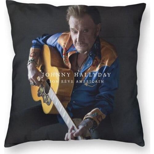 Johnny Hallyday Son Reve Americain Cushion Cover 45x45cm Decoration Printing French Rock Throw Pillow Case for Living Room