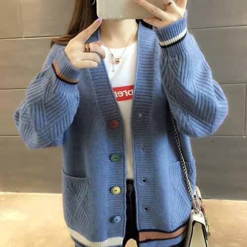 Autumn New Women Cardigan Sweater Elegant Ladies Vintage Pattern Knitted Sweaters Fashion Long Sleeve V-neck Outerwear Tops Coat