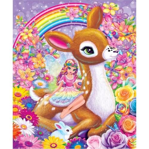 New Arrivals Deer & Princess 5D DIY Full Round Diamond Painting 3D Embroidery Cross Stitch Rhinestone Mosaic Home Decor Art Y581