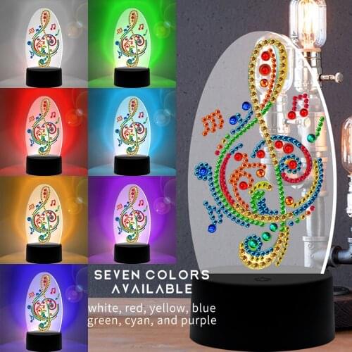 New Design 7 Colors Available Table Lamp LED 5D Diamond Painting Light Diamond Mosaic Embroidery Music Shape Home Decoration