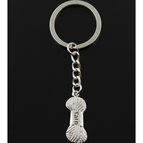 New Fashion Keychain 31x12mm Yarn Skein Knit Crochet Pendants DIY Men Jewelry Car Key Chain Ring Holder Souvenir For Gift