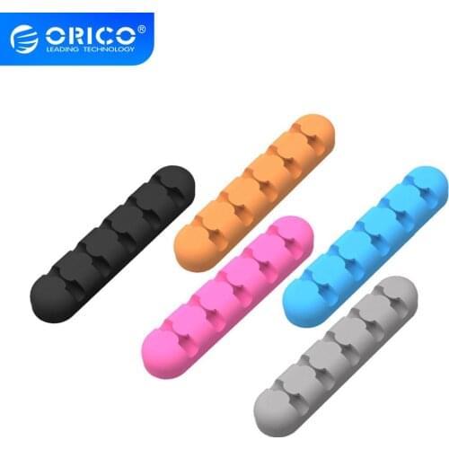ORICO 5 Pcs Cable Organizer Silicone USB Cable Winder Desktop Tidy Management Clips 5 Slot Cable Holder for Office Home
