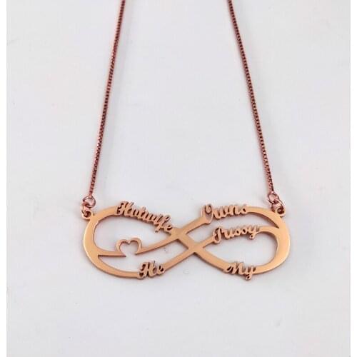 925 Silver Infinity Pendant Necklaces with Multiple Names Custom Heart Family Name Letter Gold Choker Girls Women Jewelry Gifts