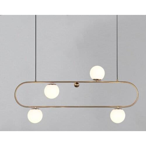 Modern Led Metal Pendant Lights Wrought Iron Glass Round Ball Brass Rod Hanging Lamp For Living Roomcafekitchen Nordic Lighting