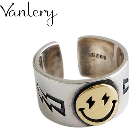 Luxury Brand Creative Style Boho Smile Face Rings For Women Adjustable Ring Charm Jewelry Wholesale 2021