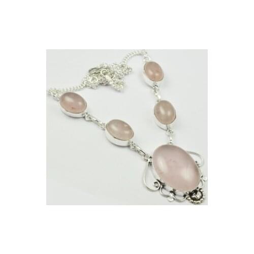 Rose Agates Necklace Silver Overlay over Copper , 48 cm, N2261