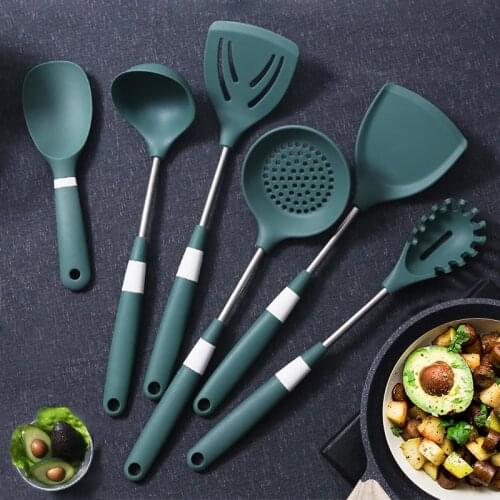 Silicone Kitchenware Cooking Utensils ​Non-stick Spatula Shovel Ladle Soup Spoon Kitchen Utensils Cookware Cooking Tool Set