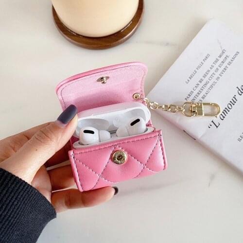 Cute for girls for airpods cover for airpods pro 2/1 case luxury leather earpod keychain case girly