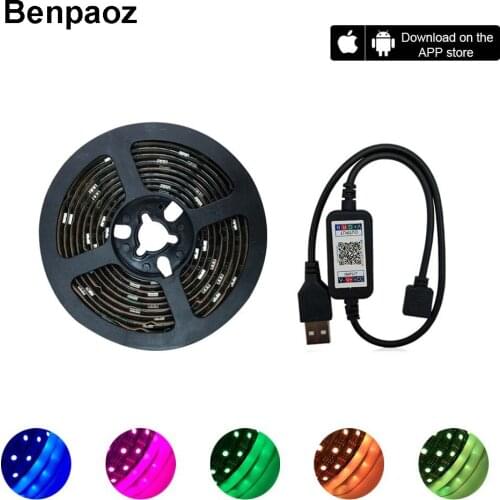 LED Mobile Phone Benpaoz Bluetooth Controller LED Strip Light 5V SMD 5050 RGB Waterproof 30leds 1m 2m Bluetooth Wifi LED Strip