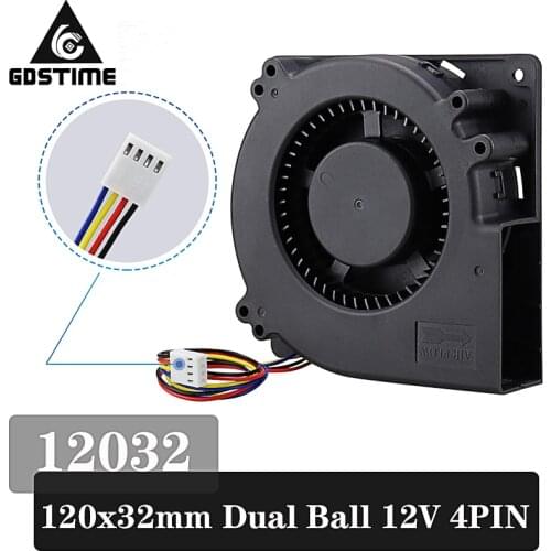 Gdstime 12032 12cm DC 12V 4Pin FG PWM Function Dual Ball Bearing 120mm 120x120x32mm Centrifugal Turbine Cooling Blower Fan