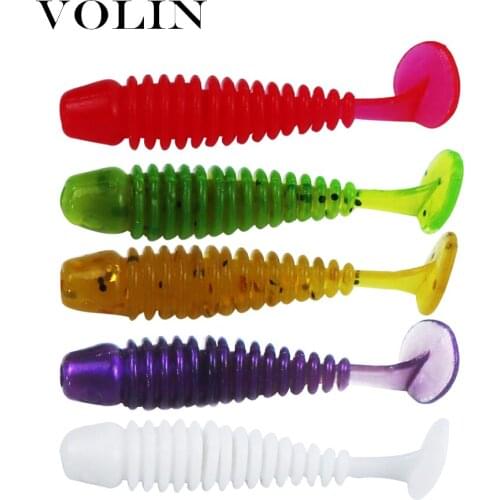 VOLIN NEW 20pcs Soft Bait Rockfish Swim Worm 35mm 0.65g Silicone Flexible Bait Swimbait Maggots Jigging Wobblers Trout Jig Lures