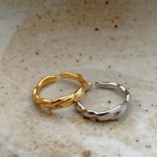 SHANICE 925 Sterling Silver Open Ring Personalized Fashion irregular lines Index Finger Accessories Joint Tail Ring for Women