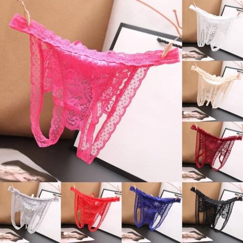 Women Sexy Lingerie Erotic Open Crotch Panties Lace Transparent Crotchless Underwear Underpants Lace Sexy G-String Briefs mujer