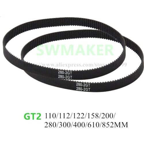 10pcs GT2 Closed Loop Timing Belt Rubber 2GT 6mm 110 112 122 158 200 280 300 400 610 852 mm Synchronous Belts 3D printer parts